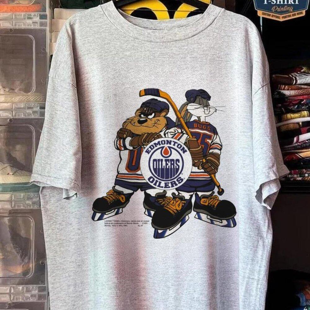 Edmonton Oilers Looney Tunes Oilers Hockey Hockey 93 Shirt Grey